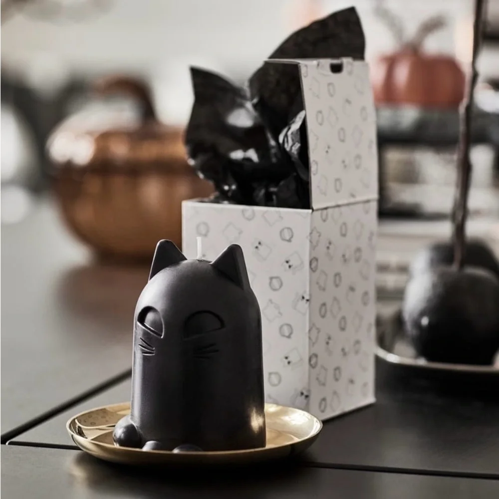 IKEA KUSTFYR Halloween Unscented candle, Cat Black, 12 cm, 4 2/3